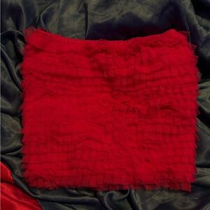 Elegant Red Ruffled Skirt
